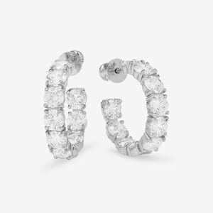 Melinda Maria Oh She Fancy White Diamond Silver Hoops 1" Earrings New - FIRM ✨️